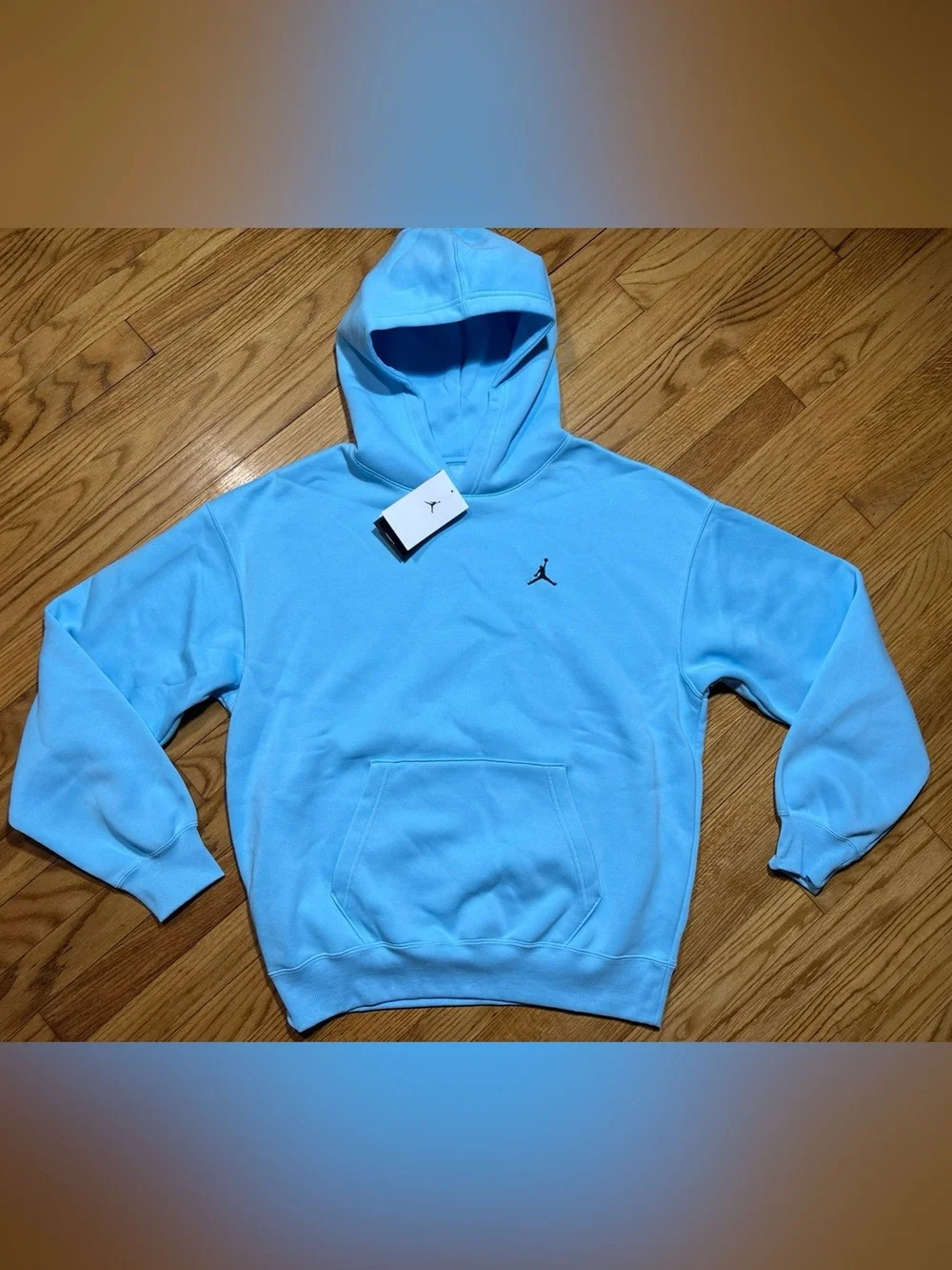 Nike Jordan Brooklyn Oversize Sky Blue Hoodie Logo Men’s sz S NEW!